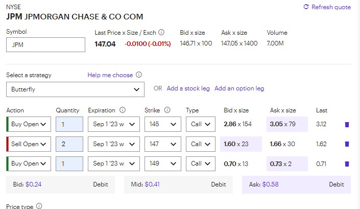 long butterfly spread at jpm